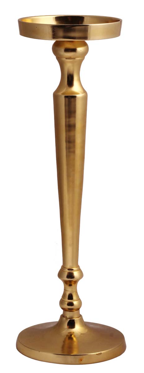 16.5” Pillar Candleholder in Aluminum – Golden Finish – Taper Candle-Stands / Home Décor / Gifts